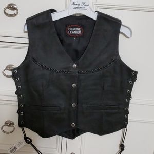 Genuine Leather Ladies Motorcycle Vest
